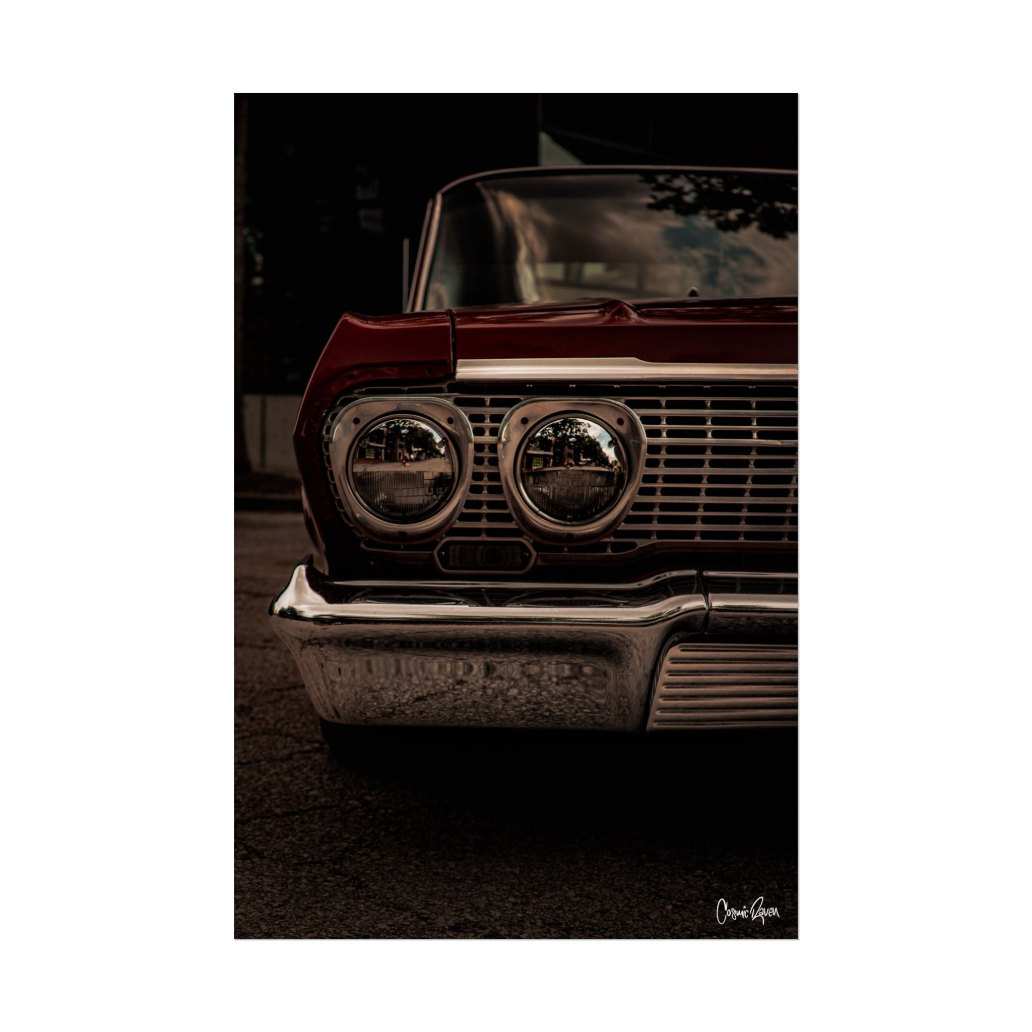 Bloodline Poster — Vintage Red Car Photography Front Close-Up Rolled Art Print