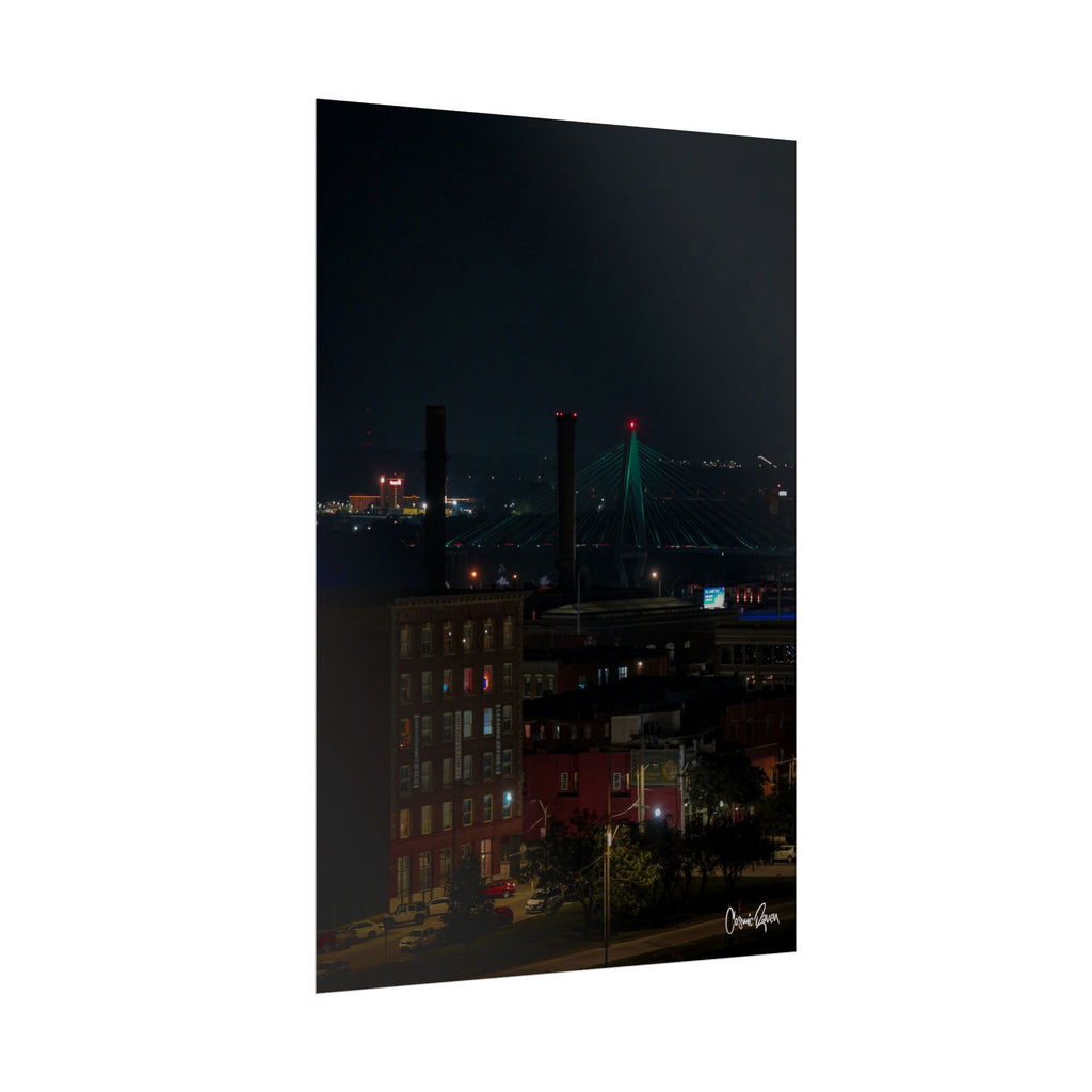 Kansas City Poster -Urban Nightscape Downtown Industrial Skyline Photography Wall Art