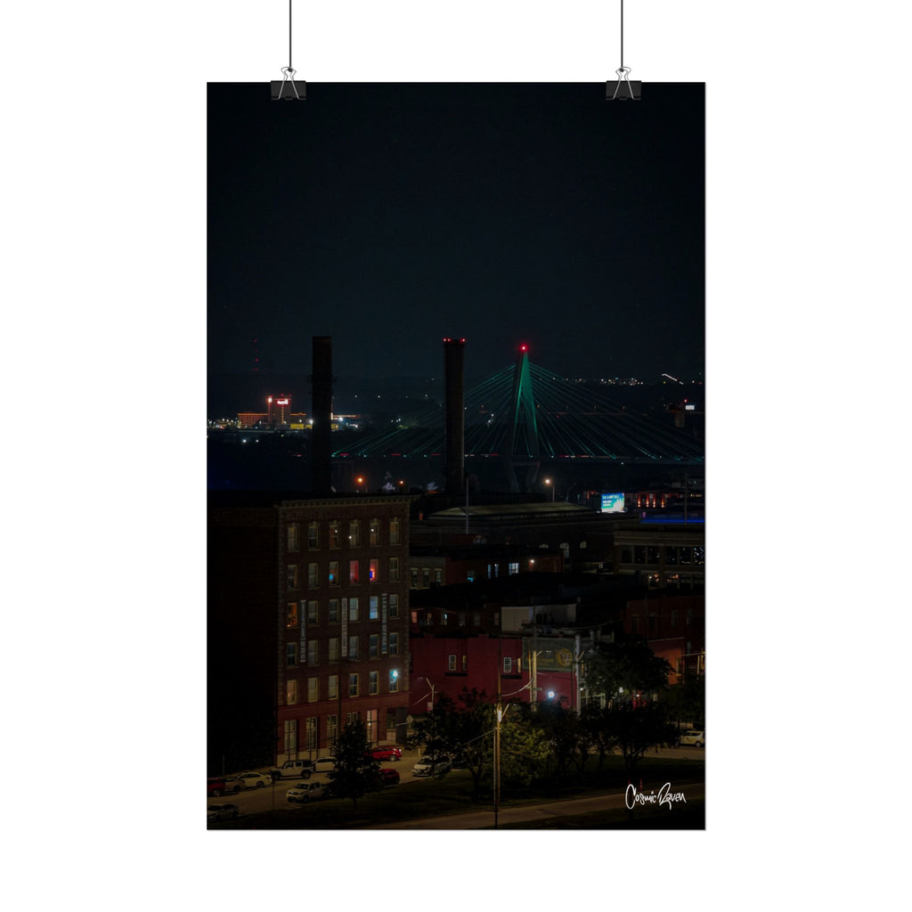 Kansas City Poster -Urban Nightscape Downtown Industrial Skyline Photography Wall Art